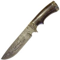Нож Лорд, дам.ст., литье, стаб. карел.береза, гравировка