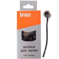 Шнурки BRAUS 120 см толстые с пропиткой ЧЕРНЫЕ