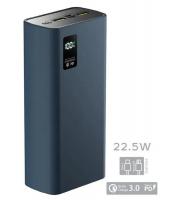 Внешний АКБ QR-30, 30000mAh, 22.5W QuickCharge3.0/PowerDelivery, LCD, темно-синий, OLMIO