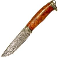 Нож Соболь, дам.ст., литье, стаб. карел.береза, гравировка