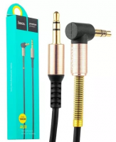 AUX кабель Hoco UPA02 Spring с микрофоном винтовой\угловой 2м (Black)