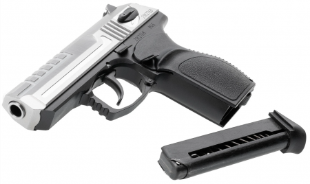 Пистолет ООП М-45 (затвор нерж.сталь), кал.45 Rubber (рукоятка Дозор)