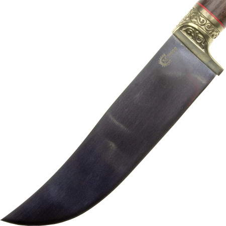 Нож Узбекский, ст. N690, мельхиор, стаб. кар.бер. черное дерево