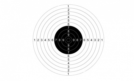Мишень №9 для пневматических пистолетов 10 м, 170х170 мм, картон 280г/м 