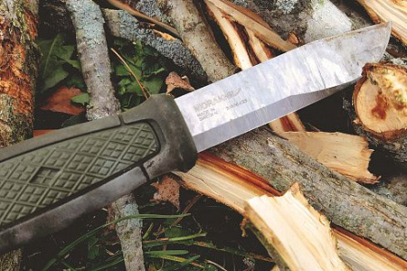 Нож Morakniv Kansbol, нержавеющая сталь, прорезиненная ручка, цвет зеленый+ножны с креплением