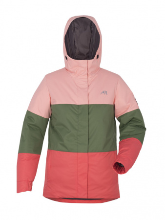 Куртка утепленная женская трехцветная "Даурия" (коралл/зеленый)