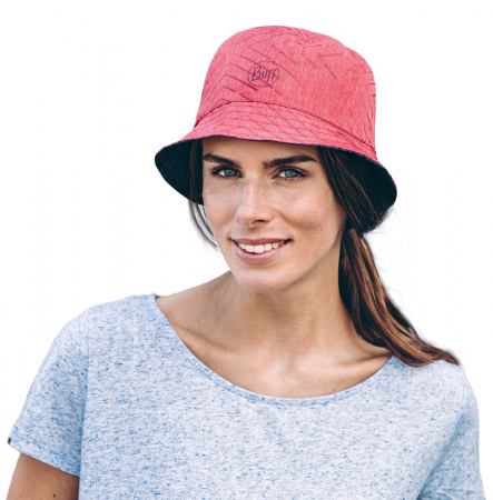 Панама BUFF Travel Bucket Hat Collage Red-Black