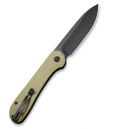 Складной нож CIVIVI Button Lock Elementum 14C28N Steel Black Stonewashed Handle G10 Olive Micarta