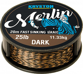 Мягкий поводковый материал Merlin Fast Sinking Supple Braid 25lb x 20m Dark Silt