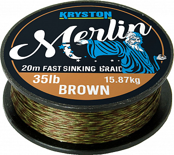 Мягкий поводковый материал Merlin Fast Sinking Supple Braid 25lb x 20m Gravel Brown