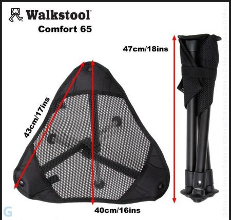 Стул-тренога Walkstool Comfort 65 XXL (высота 65, сиденье XXL) пластик/полиэстер (Швеция)