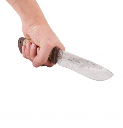 Нож "Дуплет" (сталь 95x18, береста/текст.)