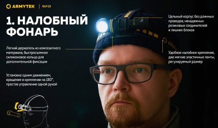 Фонарь Armytek Elf C2 USB-C Теплый