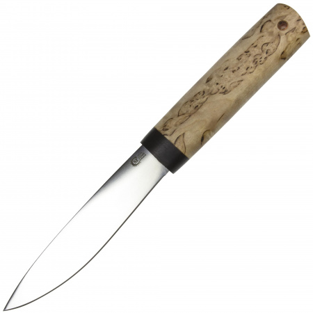 Нож Якутский "средний", ст. Х12МФ, кованный дол, карельская береза