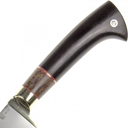 Нож Узбекский малый, ст.VG -10,мельхиор,стаб.кар.бер.,черное дерево
