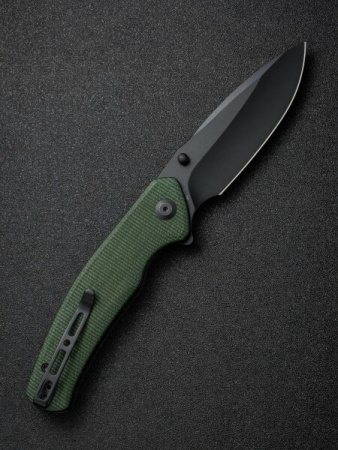 Складной нож SENCUT Slashkin D2 Steel Black Handle Green Canvas Micarta