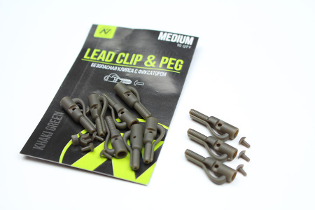 Безопасная клипса с фиксатором VN Tackle Lead clip & peg  10шт