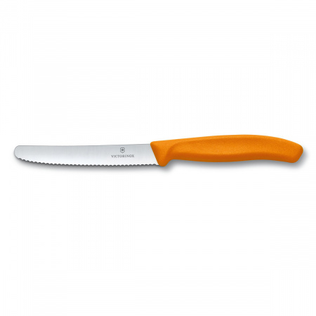 Нож кухонный Victorinox Swiss Classic (6.7836.L119) с серрейторным лезвием 110 мм оранжевый