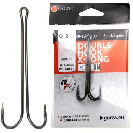 Крючки Gurza-Double Hook X-Long  Shank №2/0 BN