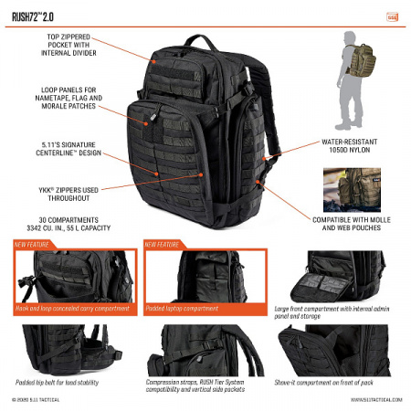 Рюкзак RUSH 72 2.0 BACKPACK 019 BLACK