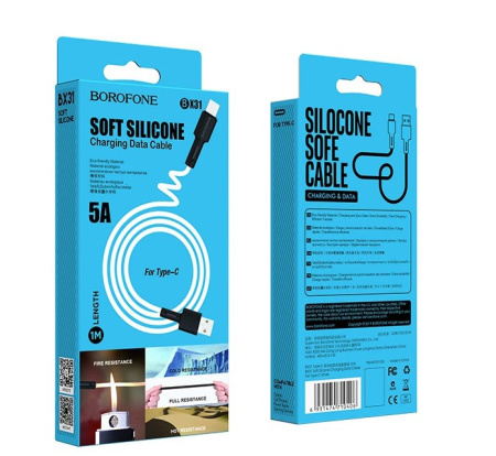 USB кабель Borofone BX31 Type-C силиконовый 1м (white)