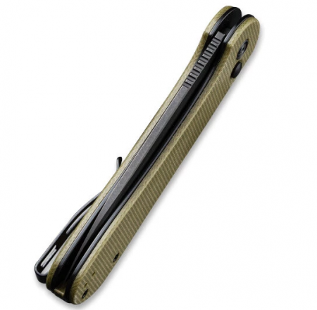 Складной нож CIVIVI Button Lock Elementum 14C28N Steel Black Stonewashed Handle G10 Olive Micarta