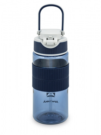 Бутылка тритановая Арктика 550 мл, синяя, с манжетом и питьевой трубочкой