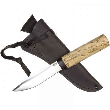 Нож Якутский "средний", ст. Х12МФ, кованный дол, карельская береза
