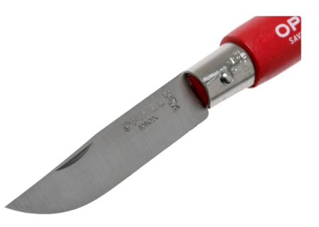 Нож-брелок Opinel №4, нержавеющая сталь, красный