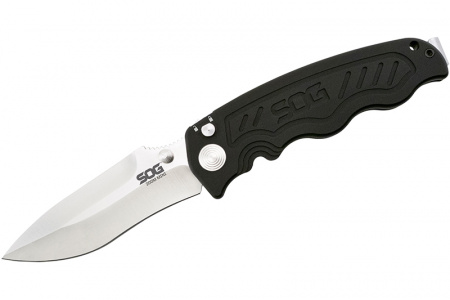 Нож SOG полуавтомат, сталь - AUS8. рукоять - алюминий, чёрный клинок