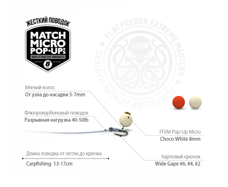 Бойлы FFEM Pop-Up Micron Choco White 8mm