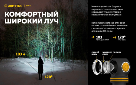 Фонарь Armytek Elf C1 USB-C Белый