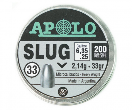 Пуля пневм. Apolo "Slug", для винт., 6,35мм 2,14гр.(200шт.)
