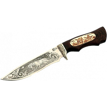 Нож Близнец,кован.ст.95х18,венге,литье,кость,гравировка
