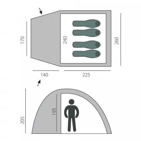 Палатка BTrace Dome 4  (Зеленый)