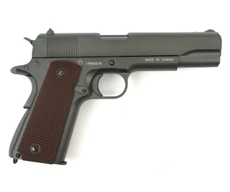 Пистолет пневм.Swiss Arms P1911/Tanfoglio witness P1911 (Colt 1911),к.4,5мм, металл,блоубэк,темно-се