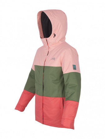Куртка утепленная женская трехцветная "Даурия" (коралл/зеленый)