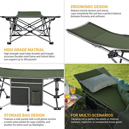 Кровать складная KingCamp Camping JAK COT 190х68х48 сталь, зеленый