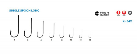Крючок KOI "SINGLE SPOON LONG", размер 14 (INT), цвет BN (10 шт.)
