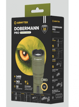 Фонарь Armytek Dobermann Pro Magnet USB Olive Теплый