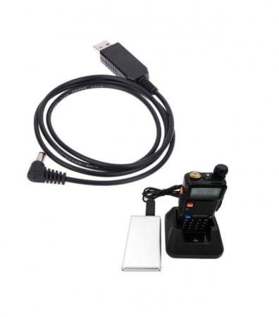 USB кабель DC 9V 5.5мм в стакан для зарядки раций BAOFENG (black)