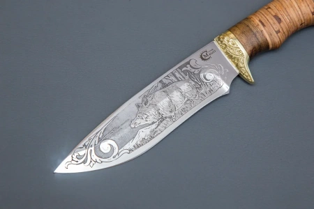 Нож Близнец,ст.65х13,бер.,литье,гравировка